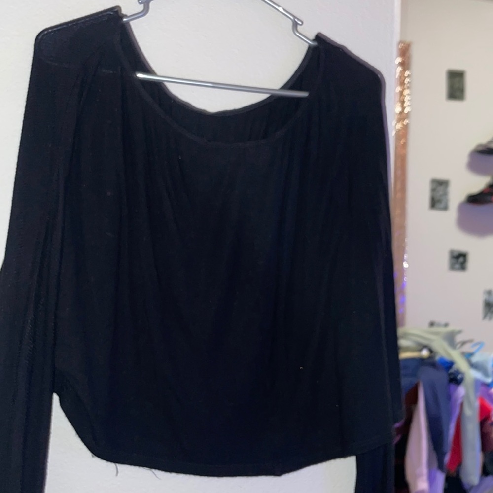 Off the should black blouse